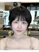 地毛風縮毛矯正 ひし形ショートボブ 白髪染め 新宿