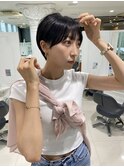 丸みショートシースルーバングくびれボブマッシュショート
