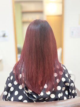 ヘアー グリーン(hair green) レッドカラー/白髪染め/艶感ロングスタイル