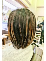 ヘアーワークスミスト 池袋店(Hair Works MIST) プレイングカラーしたナチュラルボブ