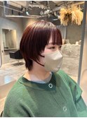 ダークローズカラー×ショート顔まわりレイヤー