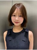 レイヤーボブ×オリーブベージュ