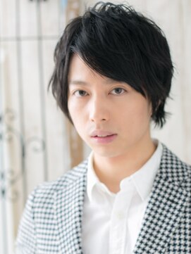 モッズヘア メン 上尾東口店(mod's hair men) 波打ちパーマブラック斜めバングショートX上尾