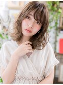 斜めバング大人ハイライト外国人風ウェーブc6戸頭20代30代40代