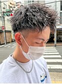 アップバング短髪ツイストスパイラルブリーチパーマツイスパ
