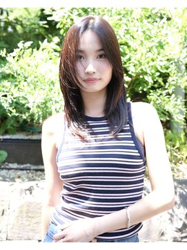 ランプ 代官山(the lamp) オンブレグレージュオリーブベージュくびれミディショート