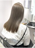 切りっぱなし　髪質改善　ミルクティーベージュ　ケアブリーチ