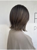  小顔前髪ワンカールレイヤー外ハネ黒髪グレージュボブウルフ