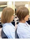 40代50代銀座ショートボブ艶カラー大人可愛い前髪あり E