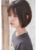 大人可愛い20代30代40代黒髪前下がりショートボブ丸みショート◎