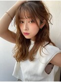ニュアンス パーマ ロング イルミナ ベージュ グレージュ