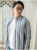 ダークアッシュ七三オールバックセミウェットヘアP