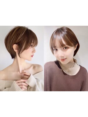 [1STEPトリ-トメント+Cut+カラ-￥7980]白髪ぼかしハイライト,くすみ色。白髪染めでも理想通りの色味[恵比寿]