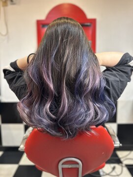 ロック フィールド ピンクパープルバックコームグラデーション