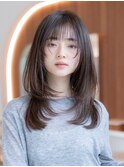 韓国レイヤーカット美髪質改善フルバングナチュラルカラー小顔
