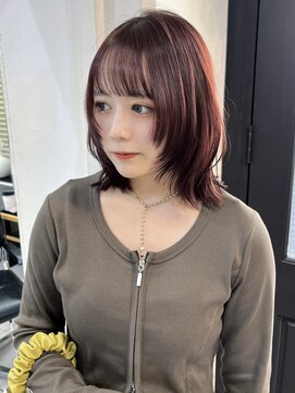 シェノン 表参道(CHAINON) ブラウンレッド髪質改善カラー顔まわりウルフレイヤー