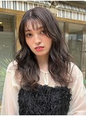 20代30代アッシュグレージュミディアムウルフ伸ばしかけ抜け感