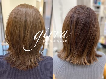ジラ ヘアアンドメイク(girra HAIR&MAKE)の写真/理想の透明感もダメージレスに◎ケアブリーチを使用し、あなたの"なりたい"を叶えながら"美髪"をキープ★