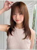 小顔 前髪 レイヤーカット ダークブルー ワンホンレイヤー "