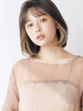 エアー 銀座(air) ★岡田有加★20代30代セクションカラーボブ【ツヤ肌ベージュ】