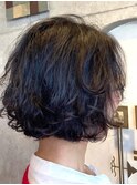 パーマ残りを活かしたゆるふわカット