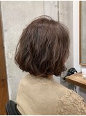 ナチュラルウェーブ、ナチュラルブラウン、ボブ