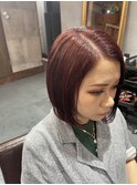 #赤髪#ボルドー#前下がり#ボブ#ミディアム