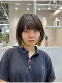 ハンサムショート前下がりボブ切りっぱなしボブニュアンスパーマ