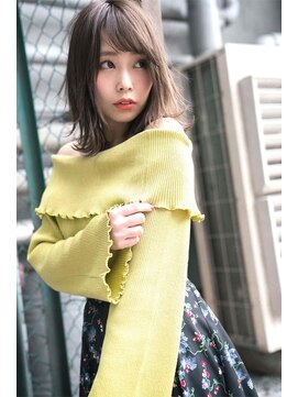 リープ 祖師ヶ谷大蔵(leap) ★くびレイヤーエモージュ斜めバング グレージュカラー