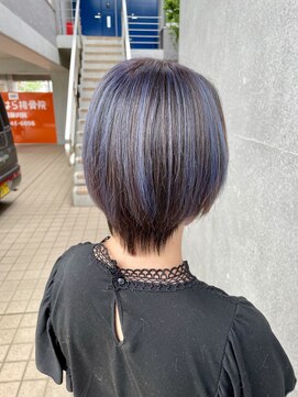 ミーツ バイ カシェート 武蔵藤沢店(meets by cachette) ハイライト/ブルーバイオレット/ショートボブ