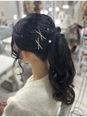 黒髪ロングポニーテール