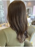 カットカラーオラプレックスブリーチなしベージュロング春日井