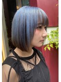 夏◎透明感ブルーアウターカラーボブ×大人可愛い20代30代
