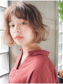 パーマ風ゆるふわボブ