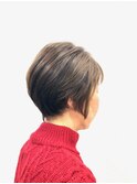 小顔/ショートウルフ/前下がり/40代50代60代/グレージュ/