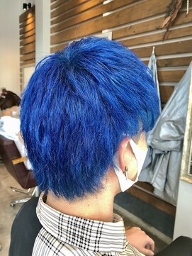 ルー(loup) さわやかブルー/ブリーチ/ダブルカラー/メンズ/福岡/天神/大名