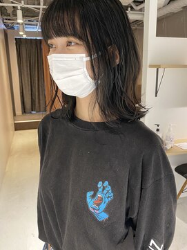 コフィー バイ メルト 吉祥寺(cofy by melt) 【三ツ井純】パッツン前髪黒髪アンニュイ外ハネボブ透明感カラー