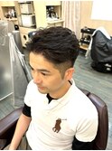 好印象ツーブロックナチュラルパーマビジネスカジュアル