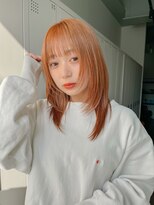 アンアミ キチジョウジ(Un ami Kichijoji) 【Unami】オレンジカラー ミディアムレイヤー ブリーチ 顔周り
