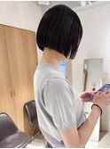 "久保田"切りっぱなしぱつっとミニボブ就活暗髪カラー薄めバング