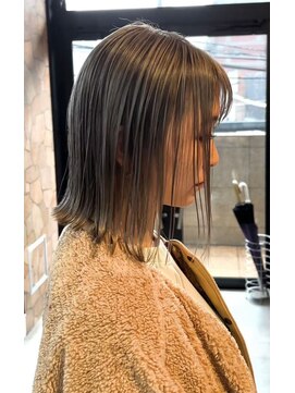 桃の木 ヘアー(桃の木 hair) スモーキーイエロー×ホワイトブリーチバレイヤージュ