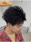 短めフェザーパーマ