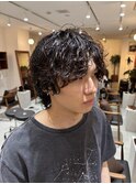 シャドウパーマミディアムウルフシースルーバング