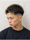 アップバングショートセンターパートツーブロックシャドウルーツ