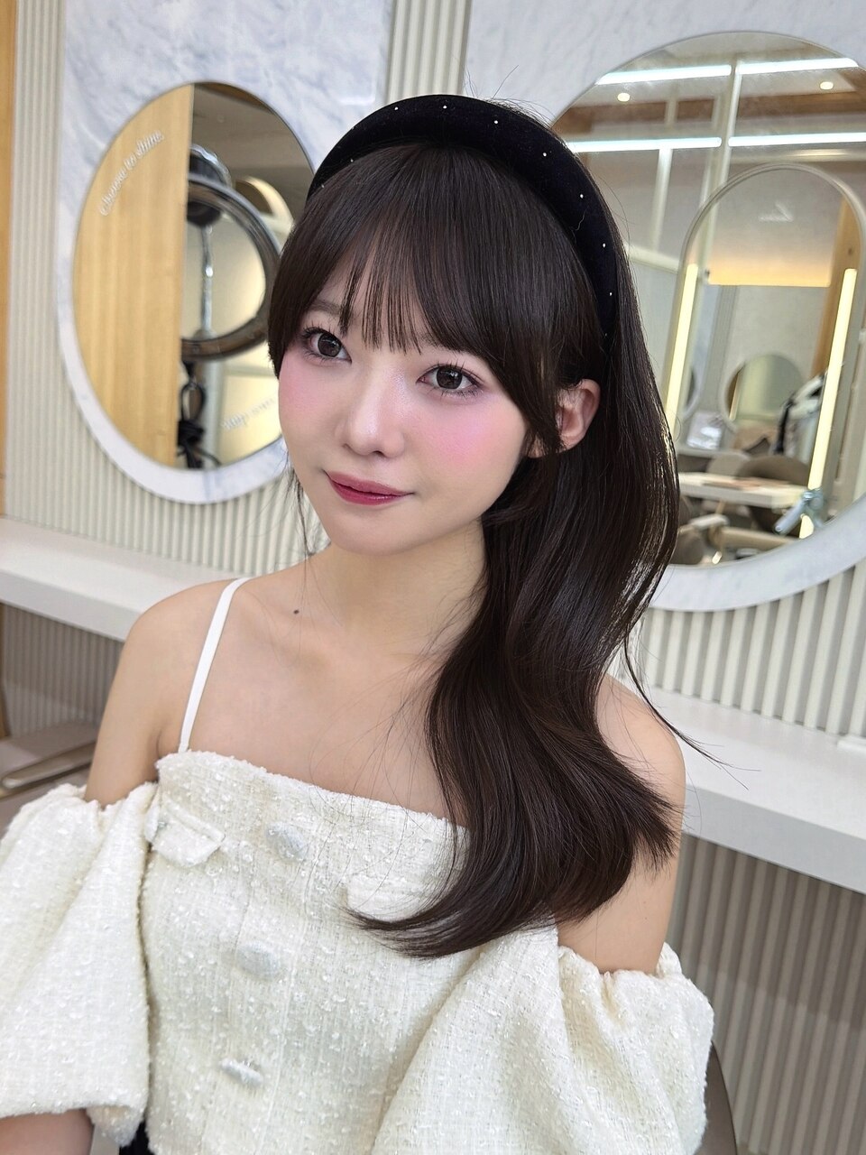 顔周り 前髪 韓国ヘア レイヤーカット 2wayバング 髪質改善