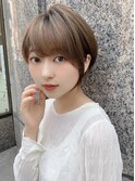 耳に掛けて可愛い丸みショートボブ【新宿】
