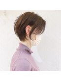 ショート×ハイライト白髪ぼかし×シルキーベージュ[心斎橋]