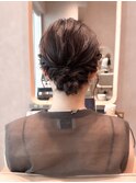 ボブアレンジ　ミディアム　シンプル　ヘアセット　夏　結婚式