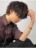 メンズショートビジネスツーブロックセンターパートフェード