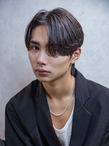 小久保styleフェザーパーマグレーブルーカラー刈り上げショート